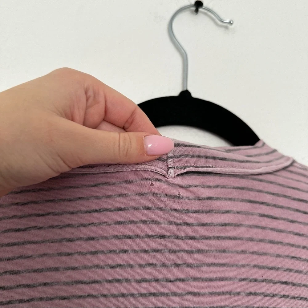 Free People Be Free Striped Long Sleeve Shirt Size XS Purple Women’s 100% Cotton